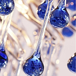 Люстра овальная с синими стеклянными подвесками в форме капель FAIRYTREE Light варинант исполнения - 2 | Loft Concept в Ижевске