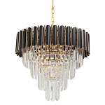 Люстра из черного металла с многоярусными подвесками из прозрачного хрусталя на золотой цепи Empire Black Chandelier Crystal варинант исполнения - 1 | Loft Concept в Ижевске