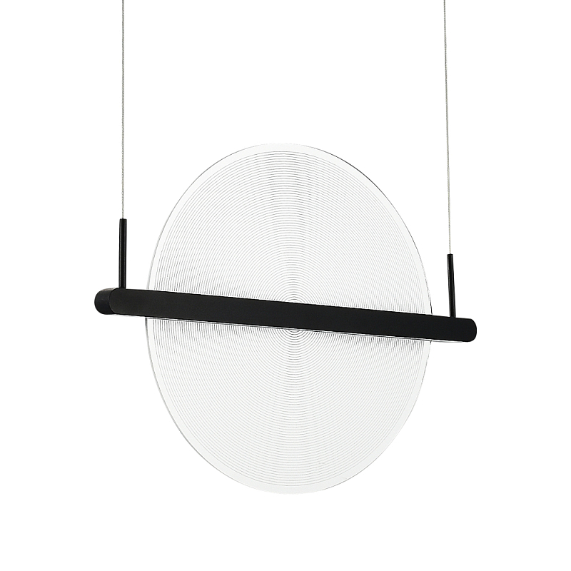 Светодиодный подвесной светильник круглой формы с металлическим черным каркасом Marble Glow Прозрачный Черный в Ижевске | Loft Concept 