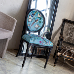 Стул из массива бука бирюзовый с изображением птиц и цветов Turquoise Chinoiserie Birds Garden Chair варинант исполнения - 7 | Loft Concept в Ижевске