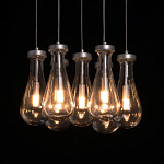 Люстра с 7-ю прозрачными плафонами из стекла в форме капли на круглом потолочном основании цвета хром Lucid Rain  варинант исполнения - 5 | Loft Concept в Ижевске