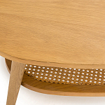 Журнальный стол из массива дуба и декором из плетеного ротанга Reyer Rattan Coffee Table варинант исполнения - 3 | Loft Concept в Ижевске
