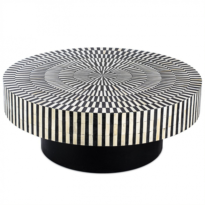 Журнальный стол Round Indian Bone Inlay coffee table Черно-белый в Ижевске | Loft Concept 