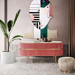 Дизайнерский комод овальный с розовой бархатной обивкой Edith варинант исполнения - 4 | Loft Concept в Ижевске