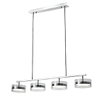 Люстра светодиодная с 4-мя круглыми прозрачными плафонами цилиндрической формы из акрила и стекла с пультом для регулировки света Glass Lamp Chromium варинант исполнения - 1 | Loft Concept в Ижевске