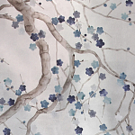 Обои ручная роспись Plum Blossom Inky Hokusai on Sterling Silver gilded silk варинант исполнения - 1 | Loft Concept в Ижевске