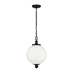 Подвесной светильник с белым стеклянным плафоном в форме шара на цепи Feiss варинант исполнения - 2 | Loft Concept в Ижевске
