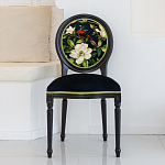 Стул чёрный из натурального бука с изображением птица в саду Blooming Red Birds варинант исполнения - 3 | Loft Concept в Ижевске