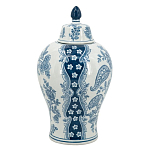 Ваза с крышкой и голубым цветочным рисунком 37 см Blue & White Ornament варинант исполнения - 2 | Loft Concept в Ижевске