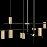 Люстра с 9-ю цилиндрическими плафонами цвета латунь TRIBES CHANDELIER варинант исполнения - 3 | Loft Concept в Ижевске