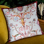 Декоративная подушка бежевая с растительным орнаментом Raffael Floral Beige Red Cushion варинант исполнения - 3 | Loft Concept в Ижевске