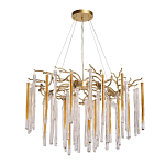 Люстра подвесная золотого цвета с разветвленными ветвями и прозрачными стеклянными подвесками Droplet Chandelier варинант исполнения - 2 | Loft Concept в Ижевске