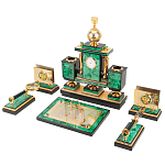 Настольный письменный набор из малахита и долерита с декором в виде герба России Leader Organizer варинант исполнения - 2 | Loft Concept в Ижевске