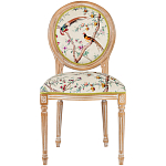 Стул из массива бука бежевый с изображением птиц и цветов Beige Green Chinoiserie Peach Garden Chair варинант исполнения - 1 | Loft Concept в Ижевске