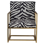 Кресло с металлическим золотистым каркасом и мягкой обивкой с чёрно-белым принтом зебры Wild animals варинант исполнения - 1 | Loft Concept в Ижевске