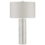 Настольная лампа мраморная с тканевым цилиндрическим абажуром Sharpened варинант исполнения - 4 | Loft Concept в Ижевске