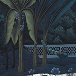 Обои ручная роспись Phuljhari Original colourway on Empire Blue dyed silk варинант исполнения - 3 | Loft Concept в Ижевске