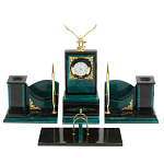 Настольный письменный набор из змеевика тёмно-зелёного цвета с декором в виде орла Successful Leader варинант исполнения - 1 | Loft Concept в Ижевске