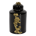 Банка с крышкой из фарфора с бронзовым цветочным элементом Eden Garden варинант исполнения - 1 | Loft Concept в Ижевске