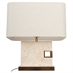 Настольная лампа с прямоугольным основанием из натурального камня c тканевым абажуром Lapis Tiburtinus варинант исполнения - 3 | Loft Concept в Ижевске