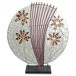 Настольная лампа из перламутра и дерева на подставке Indonesian Shell Flower варинант исполнения - 2 | Loft Concept в Ижевске