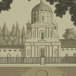 Обои ручная роспись Monuments of Paris Terre Foncée on scenic paper варинант исполнения - 2 | Loft Concept в Ижевске