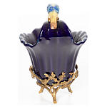 Чаша темно-синего цвета из фарфора с разноцветной птичкой Eden Garden porcelain and bronze варинант исполнения - 11 | Loft Concept в Ижевске