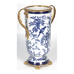 Ваза с бронзовыми ручками и синим цветочным узором Blue & White Ornament варинант исполнения - 2 | Loft Concept в Ижевске