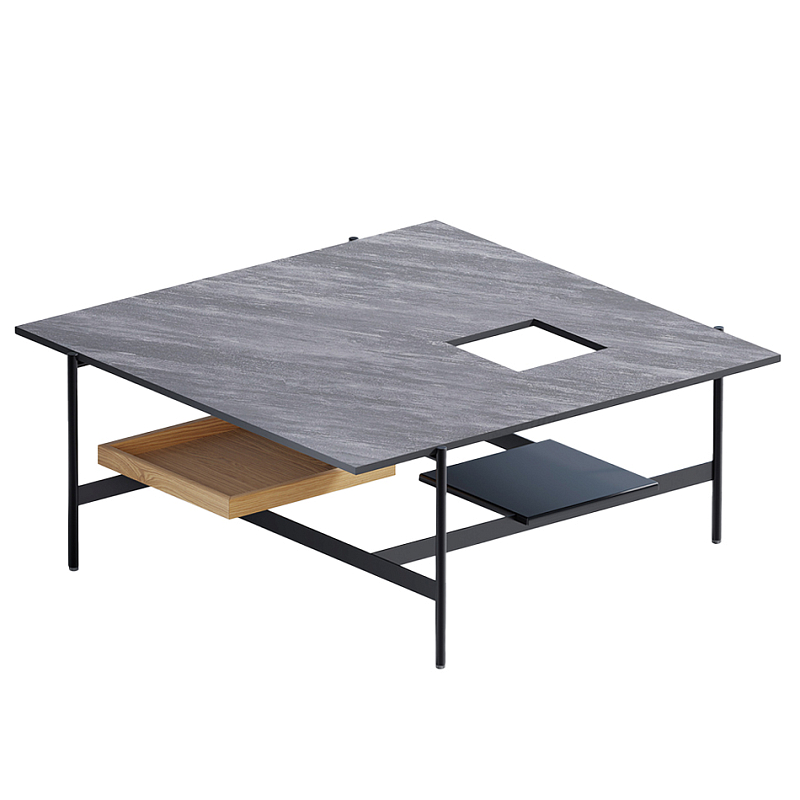 Karat журнальный столик цвета серый камень с съемным подносом Серый Черный в Ижевске | Loft Concept 