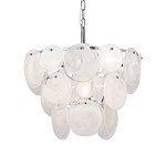 Люстра из белых стеклянных дисков на серебрянном каркасе White Glowing Reflectors варинант исполнения - 1 | Loft Concept в Ижевске