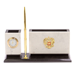 Настольный письменный набор из мрамора с часами и ручкой Marble Accessory варинант исполнения - 1 | Loft Concept в Ижевске