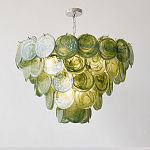 Люстра из зеленых стеклянных дисков с перламутровым эффектом Green Glowing Glaze варинант исполнения - 2 | Loft Concept в Ижевске
