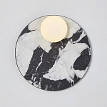 Бра круглое с каменным черно-белым основанием и плафоном из стекла Shaw Marble Lighting варинант исполнения - 1 | Loft Concept в Ижевске
