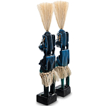 Комплект из 2-х деревянных статуэток Asmat Straw Headdress Statuettes Blue варинант исполнения - 2 | Loft Concept в Ижевске