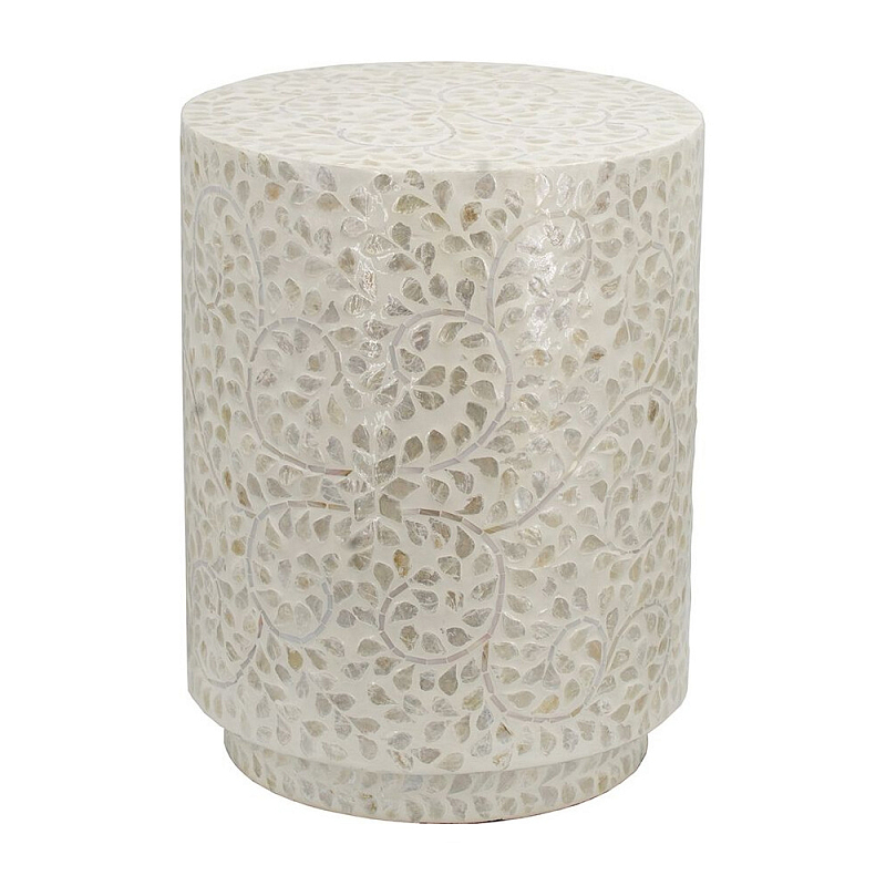 Приставной столик с рисунком из раковин устриц Bone Inlay Кремовый в Ижевске | Loft Concept 