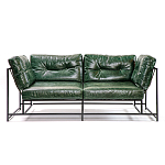Диван Лофт Натуральная Винтажная кожа Зеленый Two Seat Encounter Leather Sofa варинант исполнения - 1 | Loft Concept в Ижевске