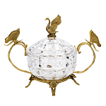 Конфетница из прозрачного рельефного стекла с ручками в виде стрекоз и фигуркой лебедя Eden Garden варинант исполнения - 1 | Loft Concept в Ижевске