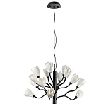 Люстра подвесная черного цвета с ветвями и белыми фарфоровыми цветами Floralis варинант исполнения - 2 | Loft Concept в Ижевске