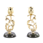 Подсвечники бронзовые на подставке из натурального камня нефрит Stone Candlestick варинант исполнения - 3 | Loft Concept в Ижевске