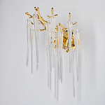 Бра золотого цвета с разветвленными ветвями и длинными прозрачными подвесками в форме стеклянных сосулек Droplet Chandelier варинант исполнения - 3 | Loft Concept в Ижевске