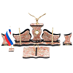 Настольный письменный набор из креноида с часами и декором в виде орла Marble Accessory варинант исполнения - 1 | Loft Concept в Ижевске