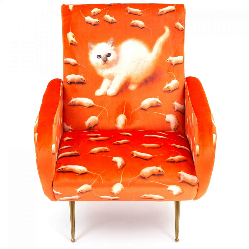 Кресло Seletti Armchair Kitten Оранжевый Латунь в Ижевске | Loft Concept 