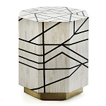 Приставной столик с инкрустацией Black and White Geometry bone bedside table варинант исполнения - 2 | Loft Concept в Ижевске