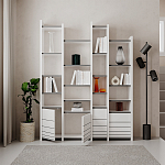 Стеллаж прямой ассиметричный с полками и 4-мя дверцами ARYA BOOKCASE WHITE варинант исполнения - 4 | Loft Concept в Ижевске
