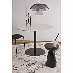 Круглый обеденный стол с белой мраморной столешницей White Tabletop on Black Base варинант исполнения - 3 | Loft Concept в Ижевске