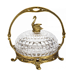 Конфетница из прозрачного рельефного стекла с ручкой и фигуркой лебедя Eden Garden варинант исполнения - 1 | Loft Concept в Ижевске