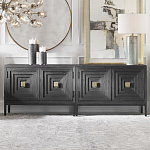 Тумба черная из дерева двухдверная Geometric Double Door Nightstand варинант исполнения - 4 | Loft Concept в Ижевске