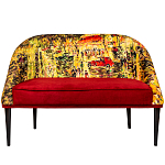 Диван двухместный из натурального бука красный с цветным принтом Impressionism in Art варинант исполнения - 1 | Loft Concept в Ижевске