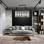 Люстра подвесная овальная со стеклянными прозрачными трубками и металлическим каркасом черного цвета Nembus варинант исполнения - 6 | Loft Concept в Ижевске