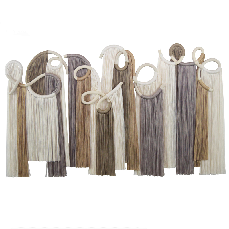 Настенный декор с бахромой белого и бежевого цвета Abstraction I Молочный Серый Коричневый в Ижевске | Loft Concept 